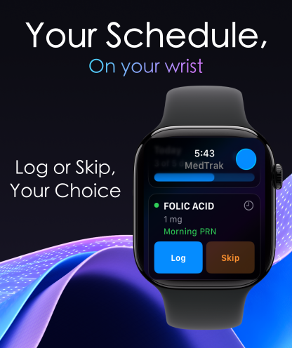 MedTrak Apple Watch screen after logging a dose with Undo control